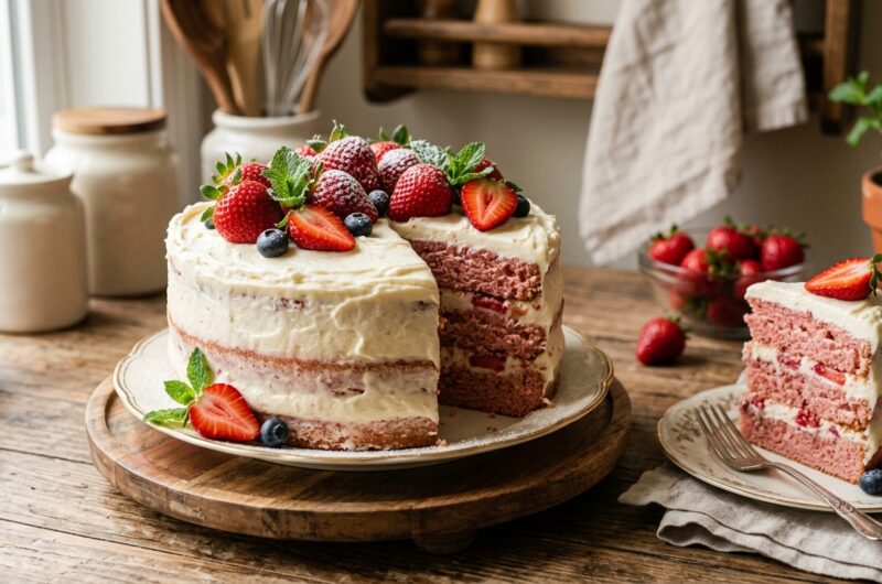 Easy Strawberry Cake With Cream Cheese Frosting
