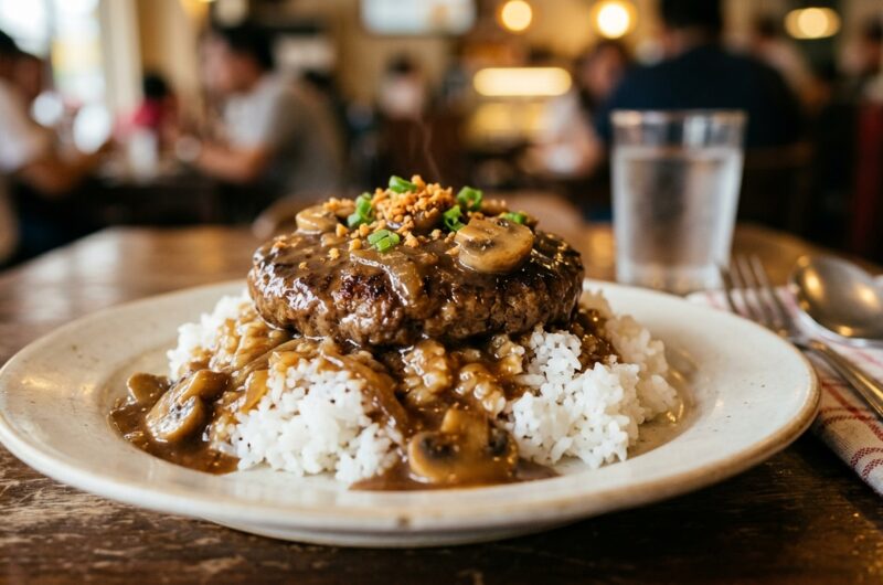 Juicy Jollibee Burger Steak with Mushroom Gravy