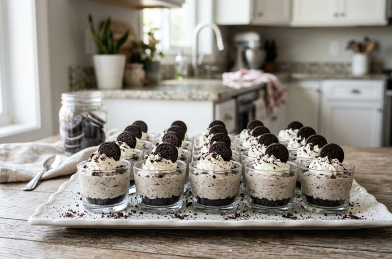 Quick No Bake Cookies and Cream Cheesecakes
