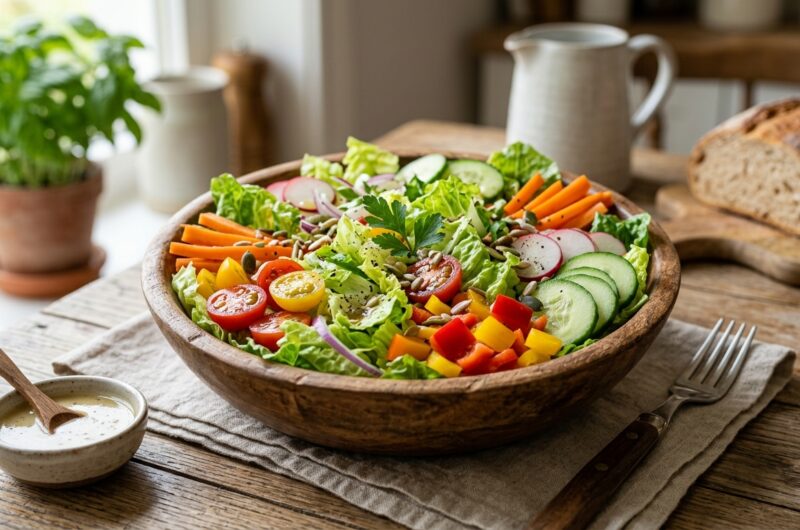 Healthy Garden Salad with Homemade Dressing