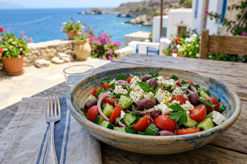 Simple Mediterranean Salad With Homemade Dressing